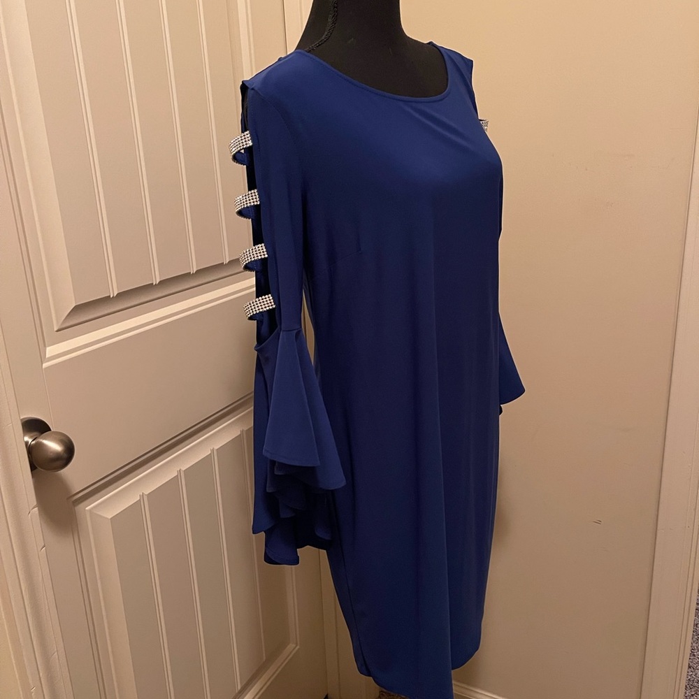 Beautiful Royal blue dress , stretch material very comfortable .